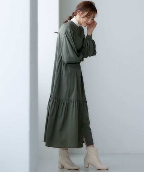 miclat（ミクラ）の「大きいサイズ 袖ボリュームシャツワンピース miclat（ワンピース・レディース・オフホワイト/カーキ・LL/3L/4L/L/5L）」の6枚目の写真