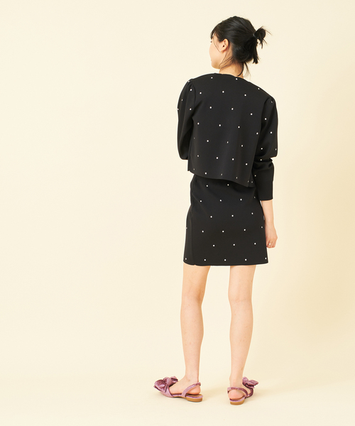 U by SPICK&SPAN(ユーバイスピックアンドスパン)の「≪追加≫ドット刺繍ニットスカート2(スカート・レディース・ブラック・FREE)」の4枚目の写真