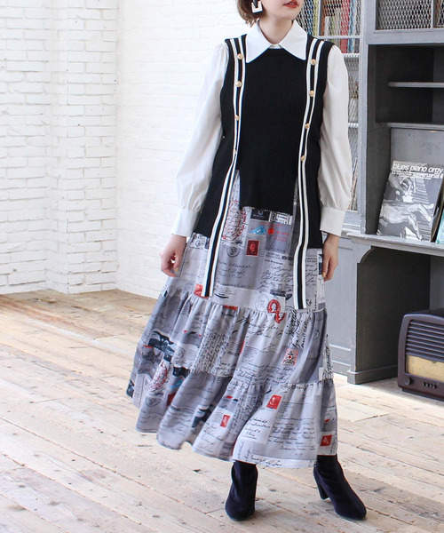 Cepica（セピカ）の「配色ベストSetシャツ（シャツ/ブラウス・レディース・ブラック・FREE）」の6枚目の写真