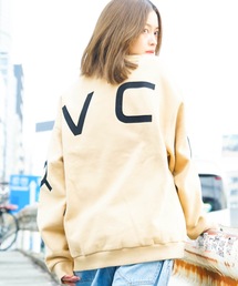 RVCA ベージュ トレーナー Lサイズ RVCA ルーカ トレーナー ハーフジップ メンズ スウェット ルーズ