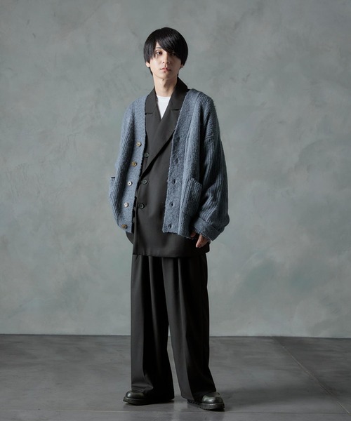 NILWAY(ニルウェイ)の「ボリュームスリーブルーズニットカーディガン(カーディガン/ボレロ・メンズ・オフホワイト/ブルー/ブラック・MEDIUM/LARGE)」の4枚目の写真