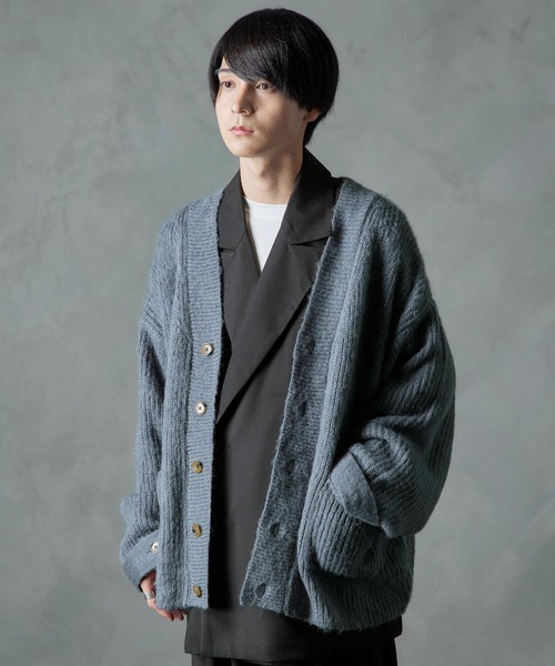 NILWAY(ニルウェイ)の「ボリュームスリーブルーズニットカーディガン(カーディガン/ボレロ・メンズ・オフホワイト/ブルー/ブラック・MEDIUM/LARGE)」の5枚目の写真