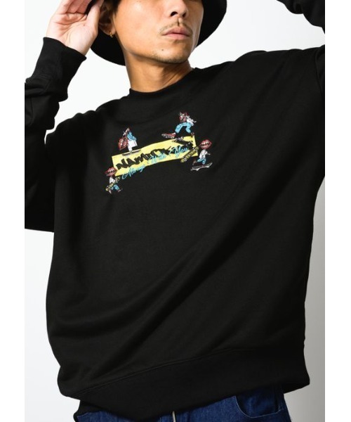 RE730(アールイーセブンサーティー)の「なみおくんはフロントに集合! ビッグシルエットトレーナー(Tシャツ/カットソー・メンズ・ブラック/オフホワイト・MEDIUM/LARGE/X-LARGE)」の1枚目の写真