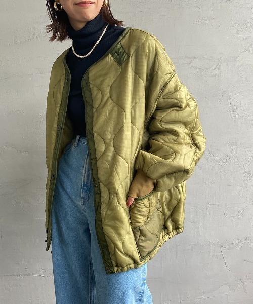 JEANS FACTORY （ジーンズファクトリー）の「[ODDMENT/オッドメント] M-65 キルティングライナー リメイクショートジャケット（その他アウター・レディース・オリーブ・F）」の5枚目の写真