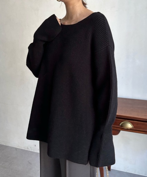 DouDou(ドゥドゥ)の「【WEB限定】パールネックレスフレアスリーブ(ニット/セーター・レディース・スカイブルー/ブラック/ライトグリーン・FREE)」の11枚目の写真