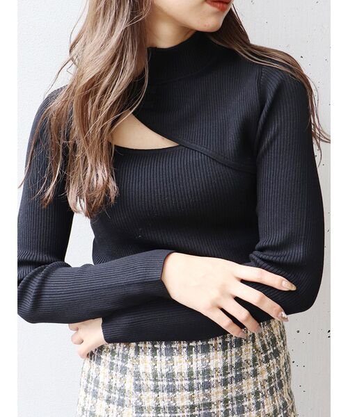 MURUA（ムルーア）の「チャイナタイトニット（ニット/セーター・レディース・グレー/ブルー/アクア/ブラック/ベージュ・FREE）」の2枚目の写真