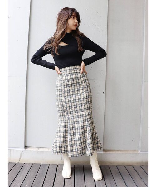 MURUA（ムルーア）の「チャイナタイトニット（ニット/セーター・レディース・グレー/ブルー/アクア/ブラック/ベージュ・FREE）」の18枚目の写真