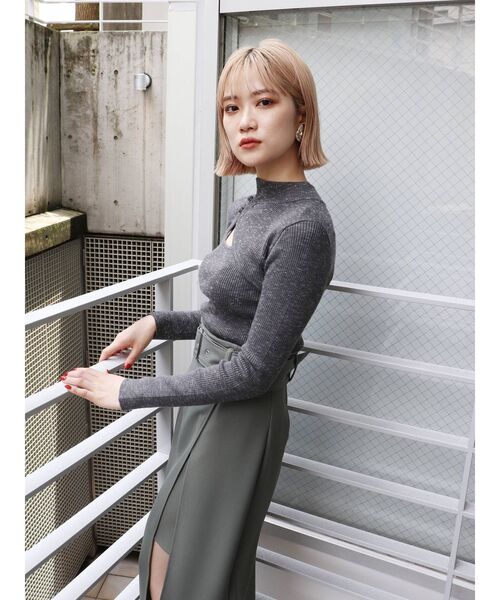 MURUA（ムルーア）の「チャイナタイトニット（ニット/セーター・レディース・グレー/ブルー/アクア/ブラック/ベージュ・FREE）」の10枚目の写真