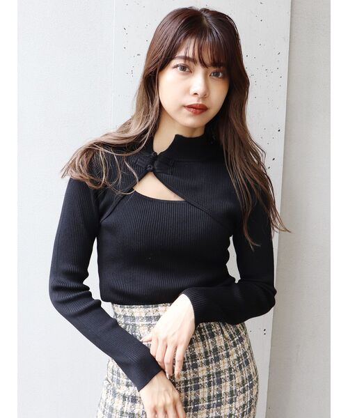 MURUA（ムルーア）の「チャイナタイトニット（ニット/セーター・レディース・グレー/ブルー/アクア/ブラック/ベージュ・FREE）」の14枚目の写真