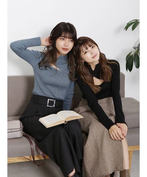 MURUA（ムルーア）の「チャイナタイトニット（ニット/セーター・レディース・グレー/ブルー/アクア/ブラック/ベージュ・FREE）」の7枚目の写真