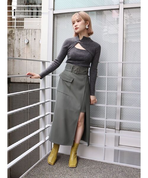 MURUA（ムルーア）の「チャイナタイトニット（ニット/セーター・レディース・グレー/ブルー/アクア/ブラック/ベージュ・FREE）」の9枚目の写真