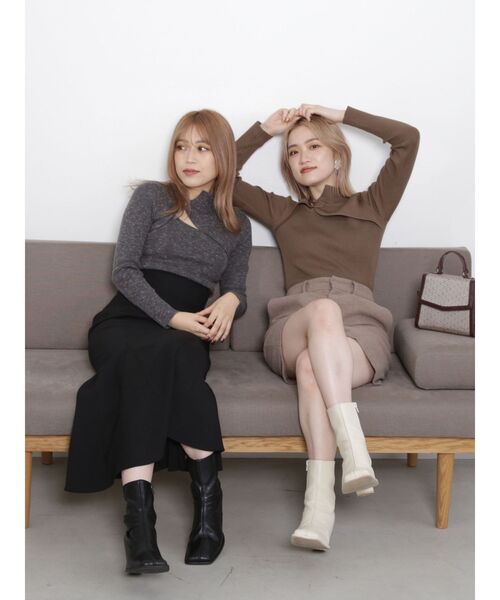 MURUA（ムルーア）の「チャイナタイトニット（ニット/セーター・レディース・グレー/ブルー/アクア/ブラック/ベージュ・FREE）」の21枚目の写真