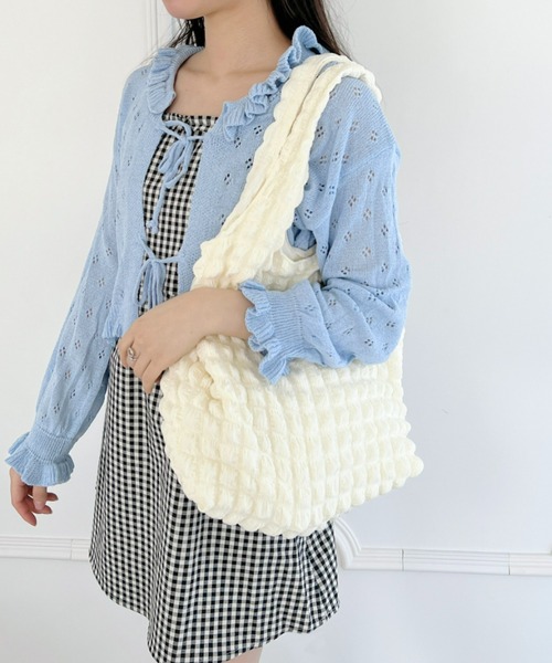 Loueme(ルエム)の「ぽこぽこポップコーントートバッグ(トートバッグ・レディース・ホワイト/ピンク/ブラック/ライトブルー/ラベンダー・FREE)」の12枚目の写真