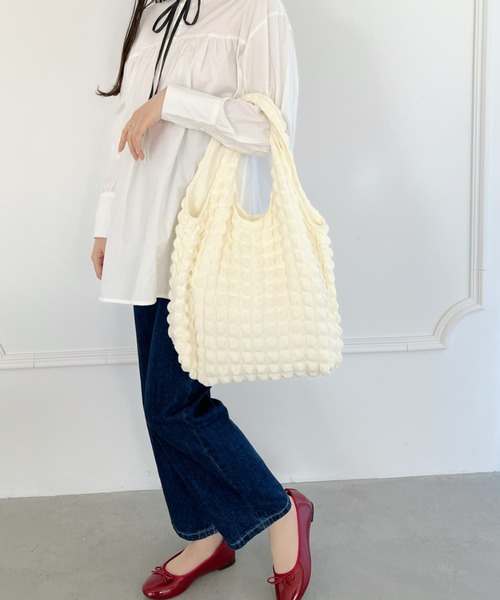 Loueme(ルエム)の「ぽこぽこポップコーントートバッグ(トートバッグ・レディース・ホワイト/ピンク/ブラック/ライトブルー/ラベンダー・FREE)」の8枚目の写真