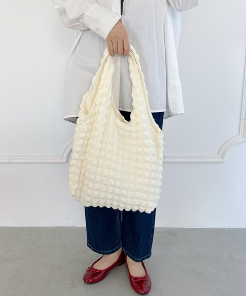 Loueme(ルエム)の「ぽこぽこポップコーントートバッグ(トートバッグ・レディース・ホワイト/ピンク/ブラック/ライトブルー/ラベンダー・FREE)」の10枚目の写真