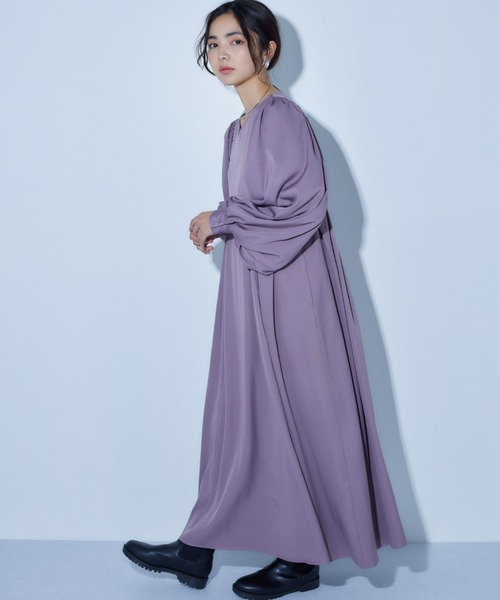 ECRIRE（エクリール）の「【miho.a.nicoコラボ】パフスリーブワンピース（ワンピース・レディース・モカ/ブラック/ベージュ・M/L）」の3枚目の写真