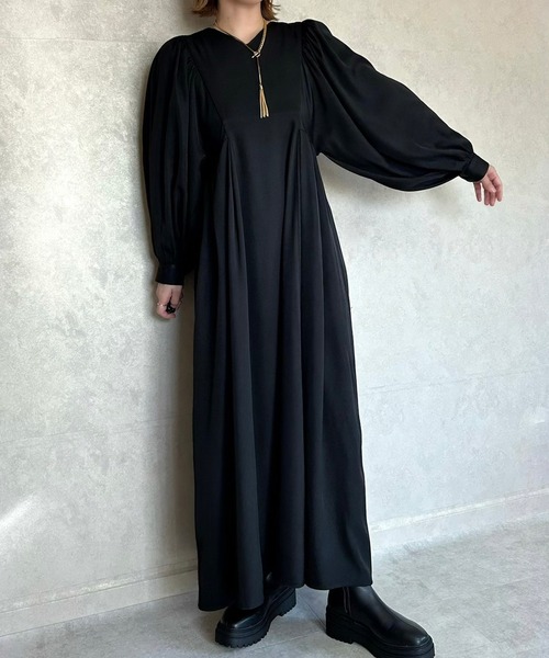 ECRIRE（エクリール）の「【miho.a.nicoコラボ】パフスリーブワンピース（ワンピース・レディース・モカ/ブラック/ベージュ・M/L）」の6枚目の写真