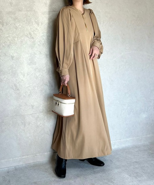 ECRIRE（エクリール）の「【miho.a.nicoコラボ】パフスリーブワンピース（ワンピース・レディース・モカ/ブラック/ベージュ・M/L）」の18枚目の写真