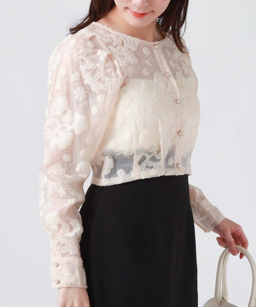 archives(アルシーヴ)の「オーガンジャガードカーディガン(シャツ/ブラウス・レディース・ブラック/アイボリー/オフホワイト/ミント・MEDIUM)」の13枚目の写真