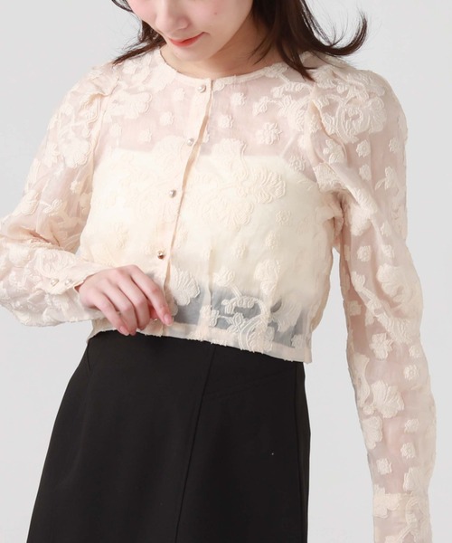 archives(アルシーヴ)の「オーガンジャガードカーディガン(シャツ/ブラウス・レディース・ブラック/アイボリー/オフホワイト/ミント・MEDIUM)」の14枚目の写真