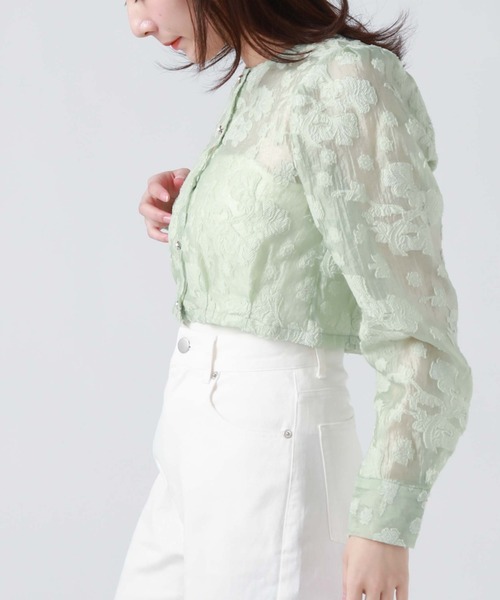 archives(アルシーヴ)の「オーガンジャガードカーディガン(シャツ/ブラウス・レディース・ブラック/アイボリー/オフホワイト/ミント・MEDIUM)」の18枚目の写真