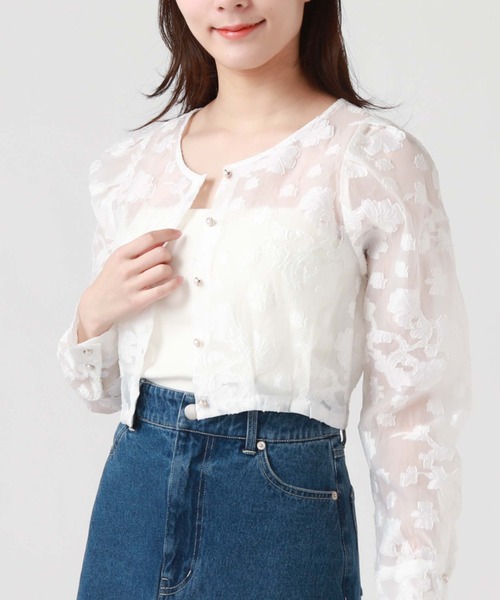 archives(アルシーヴ)の「オーガンジャガードカーディガン(シャツ/ブラウス・レディース・ブラック/アイボリー/オフホワイト/ミント・MEDIUM)」の5枚目の写真