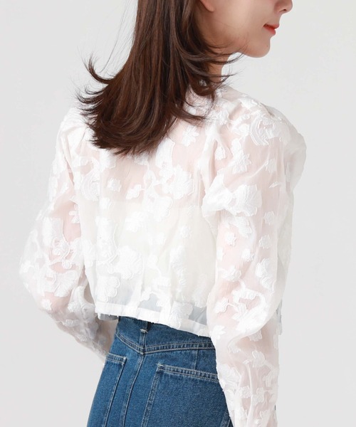 archives(アルシーヴ)の「オーガンジャガードカーディガン(シャツ/ブラウス・レディース・ブラック/アイボリー/オフホワイト/ミント・MEDIUM)」の6枚目の写真