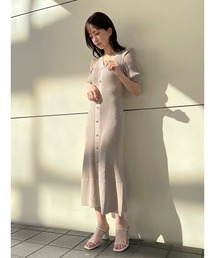 SNIDEL | 【WEB限定サイズあり】フロントボタンラメニットワンピース(ワンピース)