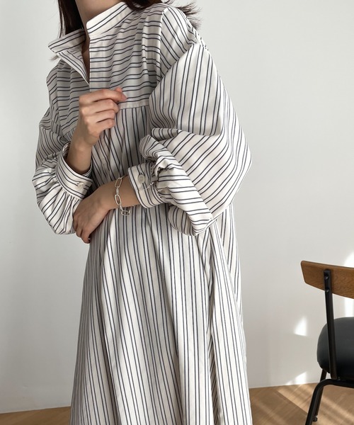 RED CHOP WORKS（レッドチョップワークス）の「RED CHOP WORKS(レッドチョップワークス) スキッパーストライプマキシワンピース（ワンピース・レディース・ストライプ・38）」の3枚目の写真