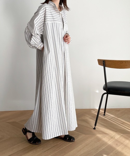 RED CHOP WORKS（レッドチョップワークス）の「RED CHOP WORKS(レッドチョップワークス) スキッパーストライプマキシワンピース（ワンピース・レディース・ストライプ・38）」の4枚目の写真