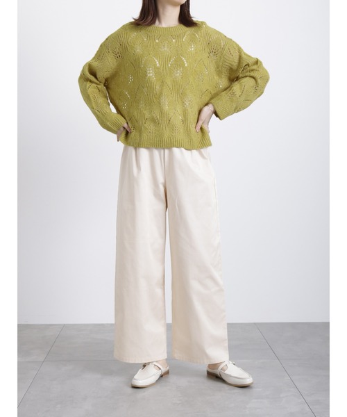 Samansa Mos2 blue（サマンサモスモスブルー）の「チノイージーパンツ（チノパンツ・レディース・カーキ/キナリ/チャコール・ﾌﾘ-）」の9枚目の写真