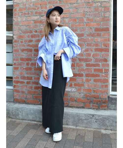 Ungrid(アングリッド)の「【WEB限定】テレコカットストレートスカート(スカート・レディース・オレンジ/ブラック/ブラウン・FREE)」の10枚目の写真