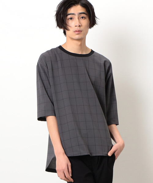 COMME　CA COMMUNE（コムサコミューン）の「グレンチェック ビッグＴシャツ（Tシャツ/カットソー・メンズ・ネイビー/グレー・M/L）」の2枚目の写真