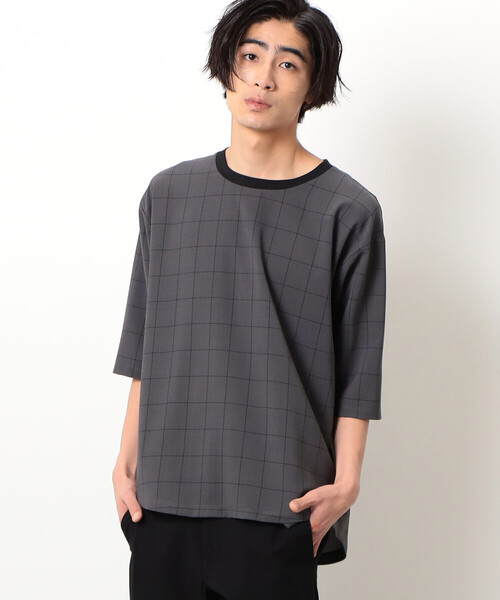 COMME　CA COMMUNE（コムサコミューン）の「グレンチェック ビッグＴシャツ（Tシャツ/カットソー・メンズ・ネイビー/グレー・M/L）」の4枚目の写真