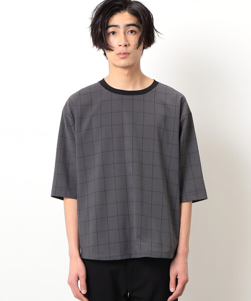 COMME　CA COMMUNE（コムサコミューン）の「グレンチェック ビッグＴシャツ（Tシャツ/カットソー・メンズ・ネイビー/グレー・M/L）」の7枚目の写真