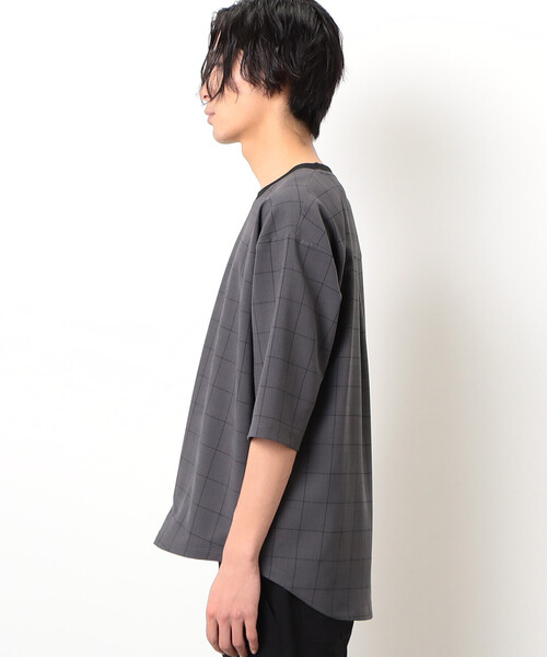 COMME　CA COMMUNE（コムサコミューン）の「グレンチェック ビッグＴシャツ（Tシャツ/カットソー・メンズ・ネイビー/グレー・M/L）」の8枚目の写真