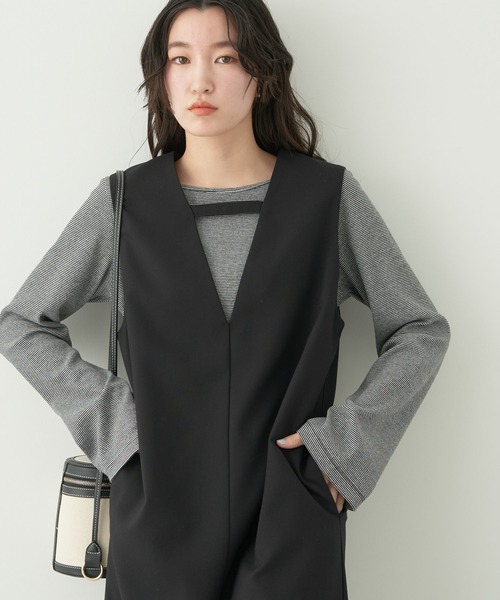 earth music&ecology（アースミュージックアンドエコロジー）の「2WAYネックリブプルオーバー（Tシャツ/カットソー・レディース・ブラック系その他4/ブラック/オフホワイト/レッド系その他・S/M）」の3枚目の写真