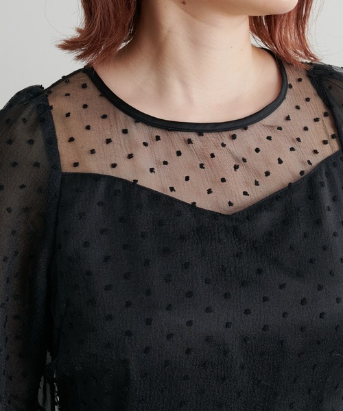 natural couture（ナチュラルクチュール）の「オケージョン対応可能 / オーガンジードビードットワンピース（ドレス・レディース・ブラック/グレー/ピンクベージュ・MEDIUM/LARGE）」の18枚目の写真