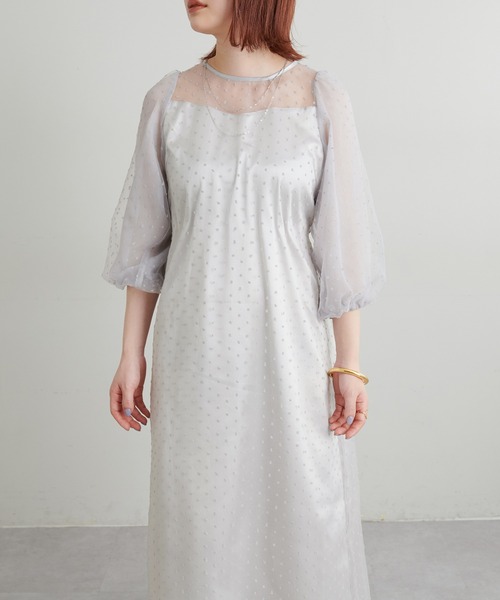 natural couture（ナチュラルクチュール）の「オケージョン対応可能 / オーガンジードビードットワンピース（ドレス・レディース・ブラック/グレー/ピンクベージュ・MEDIUM/LARGE）」の10枚目の写真