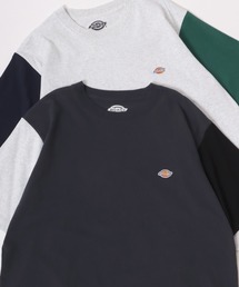 Dickies/ディッキーズ 別注 オーバーサイズ ミニロゴワッペン ワンポイント刺繍 半袖Tシャツ/無地T/リブライン リンガーT/レディース メンズ