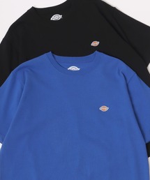 Dickies/ディッキーズ 別注 オーバーサイズ ミニロゴワッペン ワンポイント刺繍 半袖Tシャツ/無地T/リブライン リンガーT/レディース メンズ