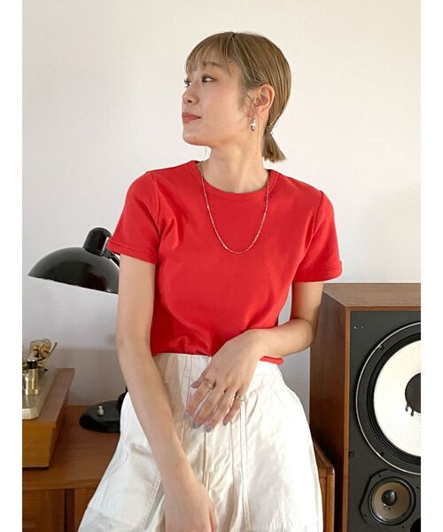 Ungrid（アングリッド）の「カラーフィットTee（Tシャツ/カットソー・レディース・ピンク/イエロー/オフホワイト/レッド/ブラック・FREE）」の17枚目の写真