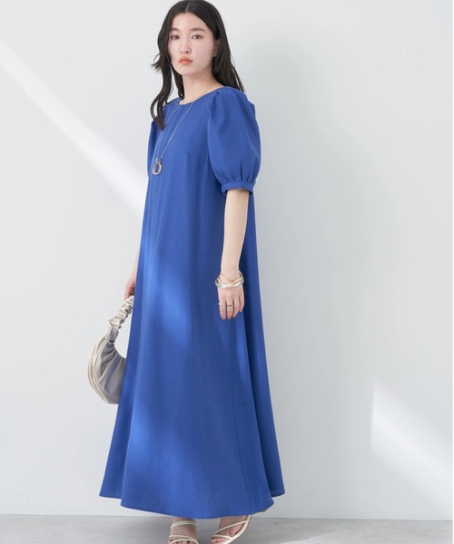 earth music&ecology(アースミュージックアンドエコロジー)の「リサイクルポリエステルブレンドAラインワンピース(ワンピース・レディース・ブルー/ブラック/レッド/グリーン・FREE)」の3枚目の写真