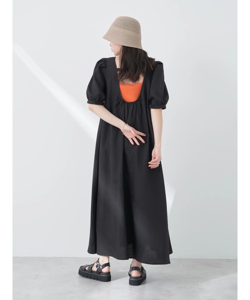 earth music&ecology(アースミュージックアンドエコロジー)の「リサイクルポリエステルブレンドAラインワンピース(ワンピース・レディース・ブルー/ブラック/レッド/グリーン・FREE)」の6枚目の写真