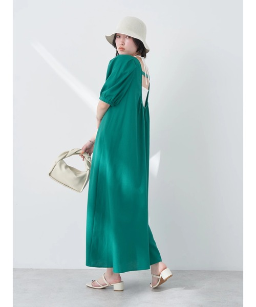 earth music&ecology(アースミュージックアンドエコロジー)の「リサイクルポリエステルブレンドAラインワンピース(ワンピース・レディース・ブルー/ブラック/レッド/グリーン・FREE)」の13枚目の写真