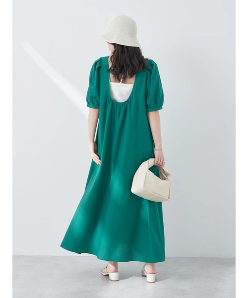 earth music&ecology(アースミュージックアンドエコロジー)の「リサイクルポリエステルブレンドAラインワンピース(ワンピース・レディース・ブルー/ブラック/レッド/グリーン・FREE)」の15枚目の写真