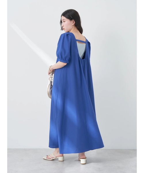 earth music&ecology(アースミュージックアンドエコロジー)の「リサイクルポリエステルブレンドAラインワンピース(ワンピース・レディース・ブルー/ブラック/レッド/グリーン・FREE)」の18枚目の写真