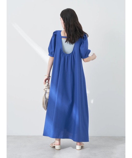 earth music&ecology(アースミュージックアンドエコロジー)の「リサイクルポリエステルブレンドAラインワンピース(ワンピース・レディース・ブルー/ブラック/レッド/グリーン・FREE)」の19枚目の写真