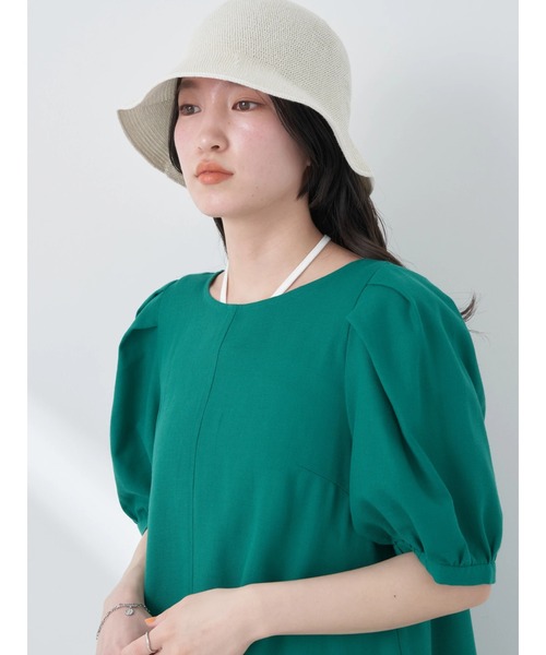 earth music&ecology(アースミュージックアンドエコロジー)の「リサイクルポリエステルブレンドAラインワンピース(ワンピース・レディース・ブルー/ブラック/レッド/グリーン・FREE)」の20枚目の写真