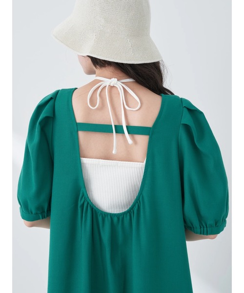 earth music&ecology(アースミュージックアンドエコロジー)の「リサイクルポリエステルブレンドAラインワンピース(ワンピース・レディース・ブルー/ブラック/レッド/グリーン・FREE)」の22枚目の写真